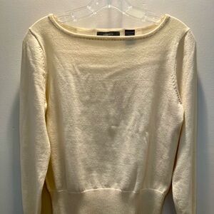 Liz Claiborne Cashmere Cream Sweater Beaded Neckline Long Sleeve Size Medium